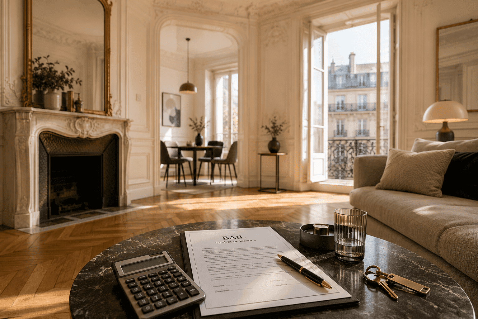 Paris rental lease and calculator symbolising rent supplement control