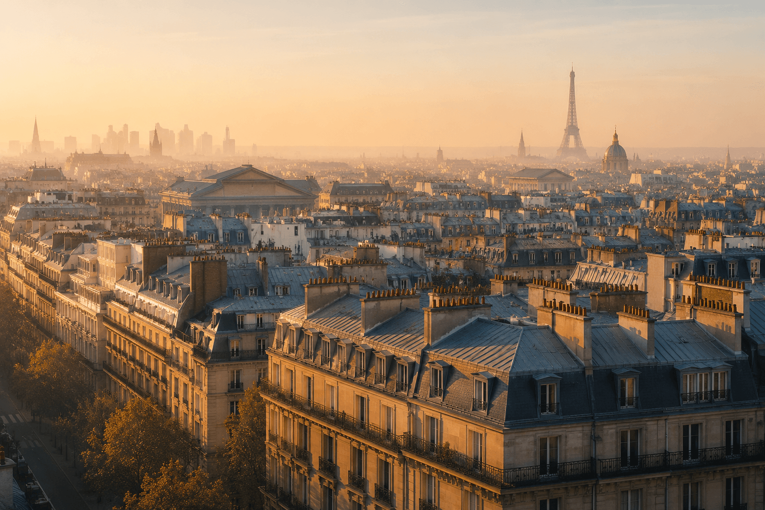 Paris rooftops at dawn illustrating the rental market and rent control