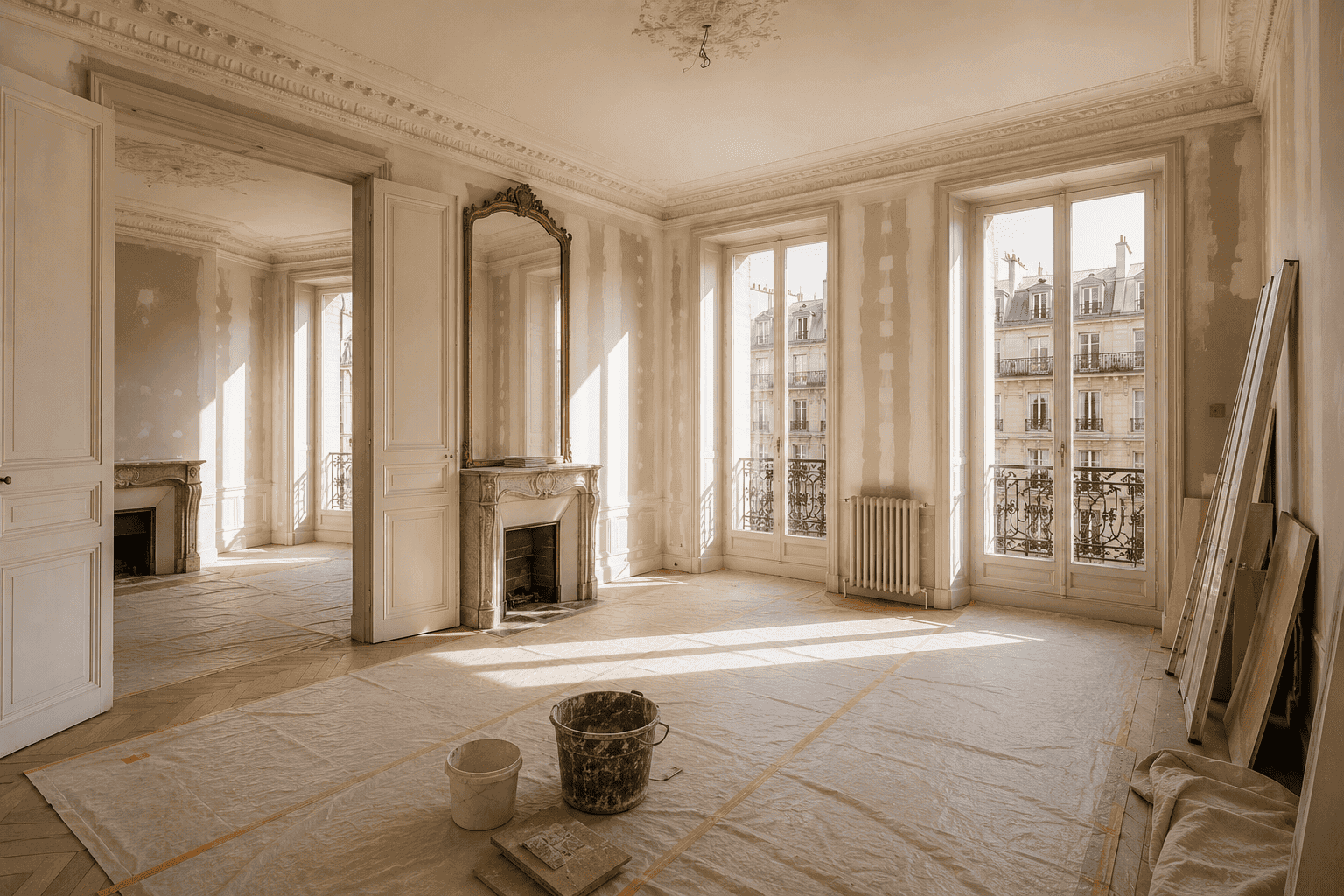 Older Paris apartment undergoing renovation, illustrating the relisting of energy-inefficient properties